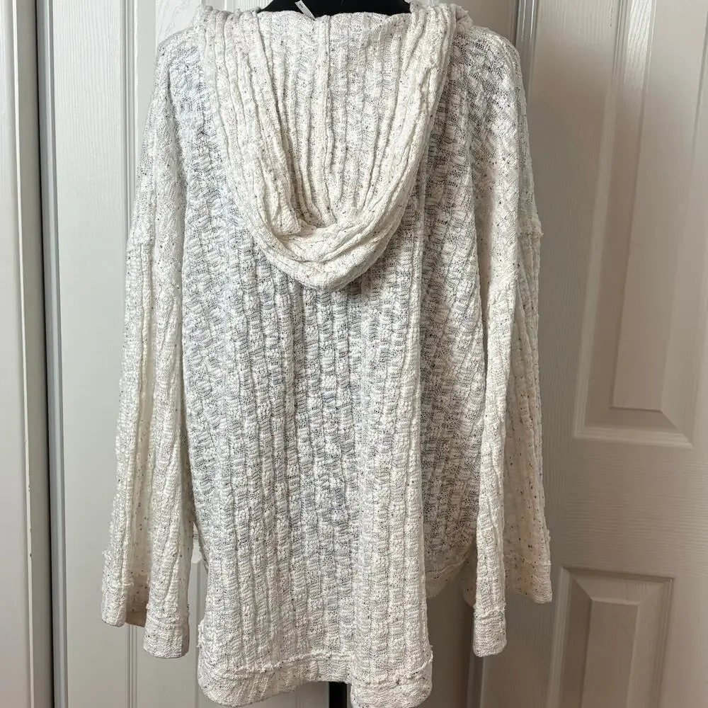 Free People Baja Babe Hacci Top Women’s Size Small Sweater Hooded Coastal Beach